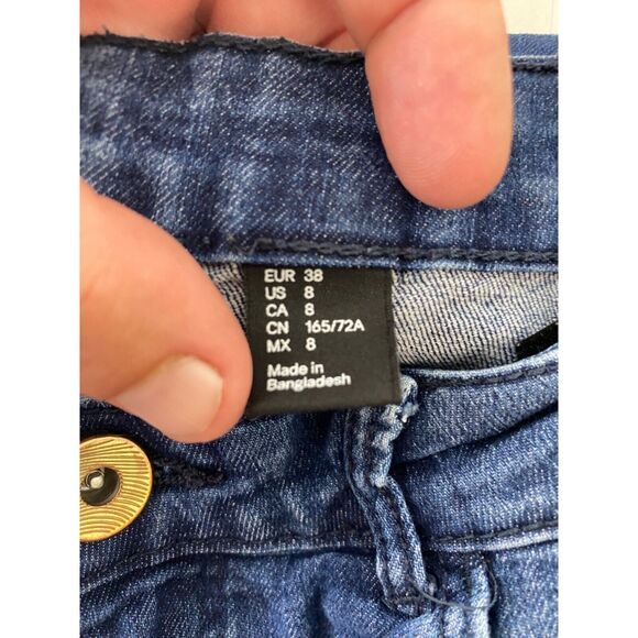 H&M Women's Jean's Blue Denim High Rise Skinny Pockets Stretchable Denim Size 8 - Picture 11 of 12